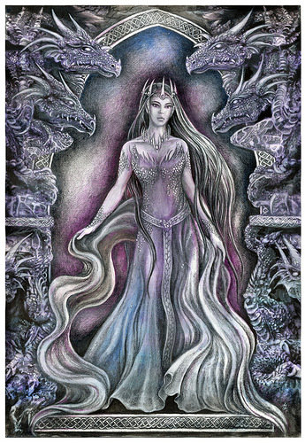 №369573 - девушка, магия, фэнтези, живопись, драконы - оригинал