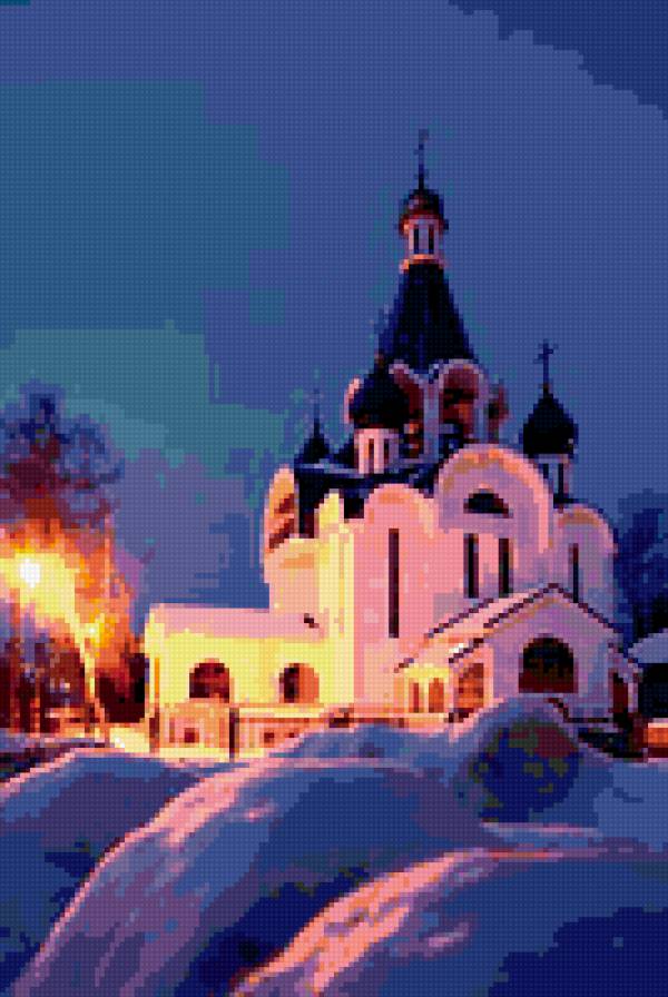 рождество - храмы, церкви, соборы, пейзаж, купола, природа - предпросмотр