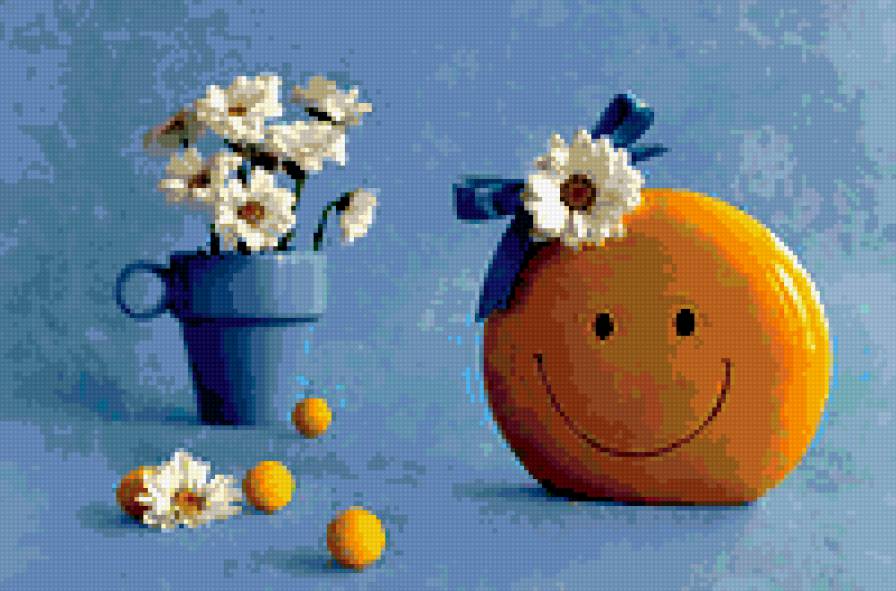 От улыбки станет всем теплей - натюрморт, улыбка, букет, цветы, ромашки - предпросмотр