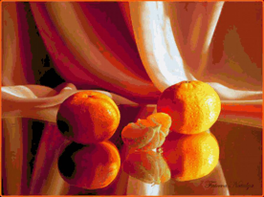 натюрморт с мандаринами - натюрморт, на кухню, мандарины, фрукты, отражение - предпросмотр