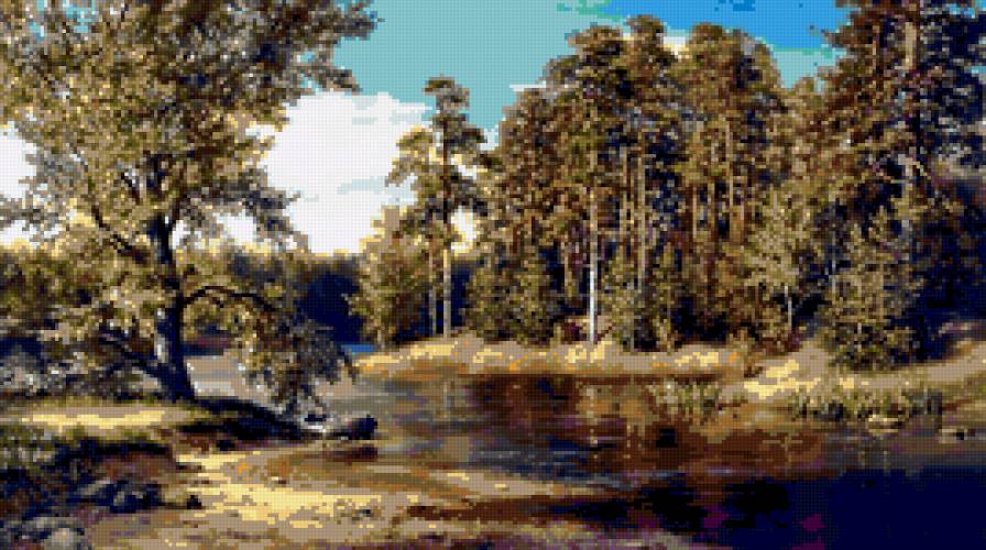 Лесной пейзаж.М.Сатаров - река, пейзаж, лес, лето - предпросмотр