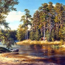 Оригинал схемы вышивки «Лесной пейзаж.М.Сатаров» (№369904)