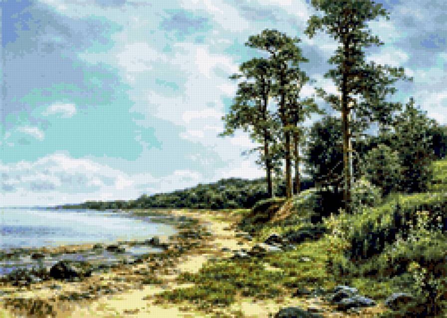 Сосны на берегу моря.М.Сатаров - лето, море, пейзаж, деревья - предпросмотр