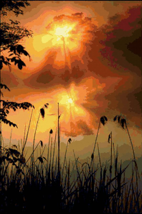 природа - небо, , солнце, луг, природа, дерево - предпросмотр