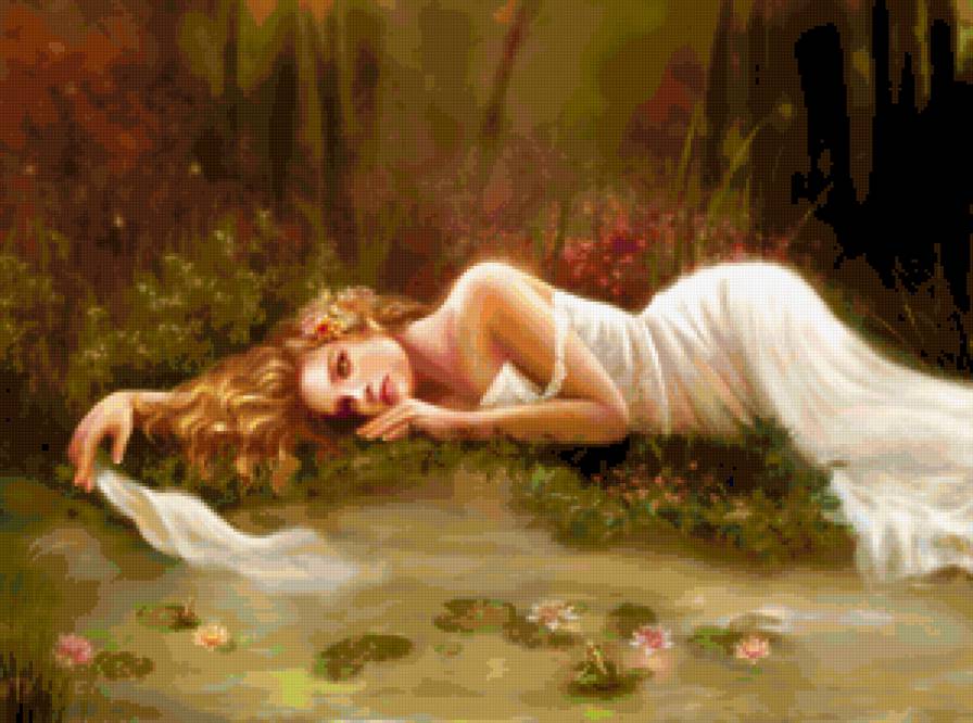 №370352 - фэнтези, живопись, красота женщины, картины, цветы, девушка, дети - предпросмотр