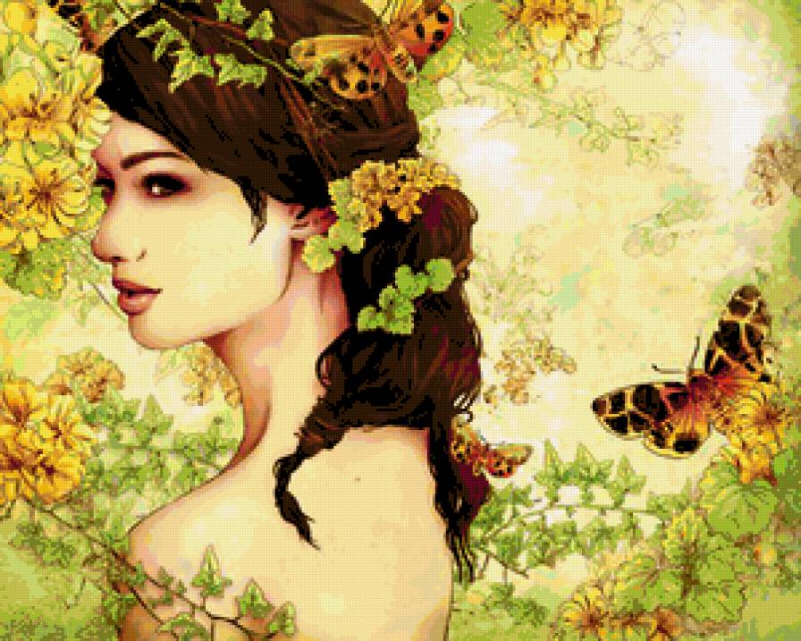 №370386 - живопись, девушка, картины, дети, цветы, красота женщины, фэнтези - предпросмотр