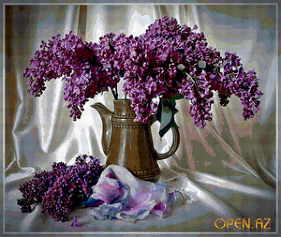 Букет сирени - картина, букет, цветы, натюрморт - предпросмотр