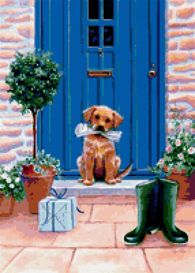 доставка газет - собака, крыльцо - предпросмотр