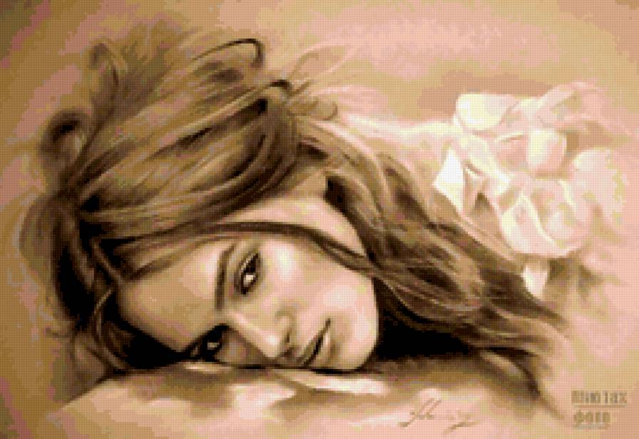 Мечта - рисунок, девушка, портрет, люди - предпросмотр