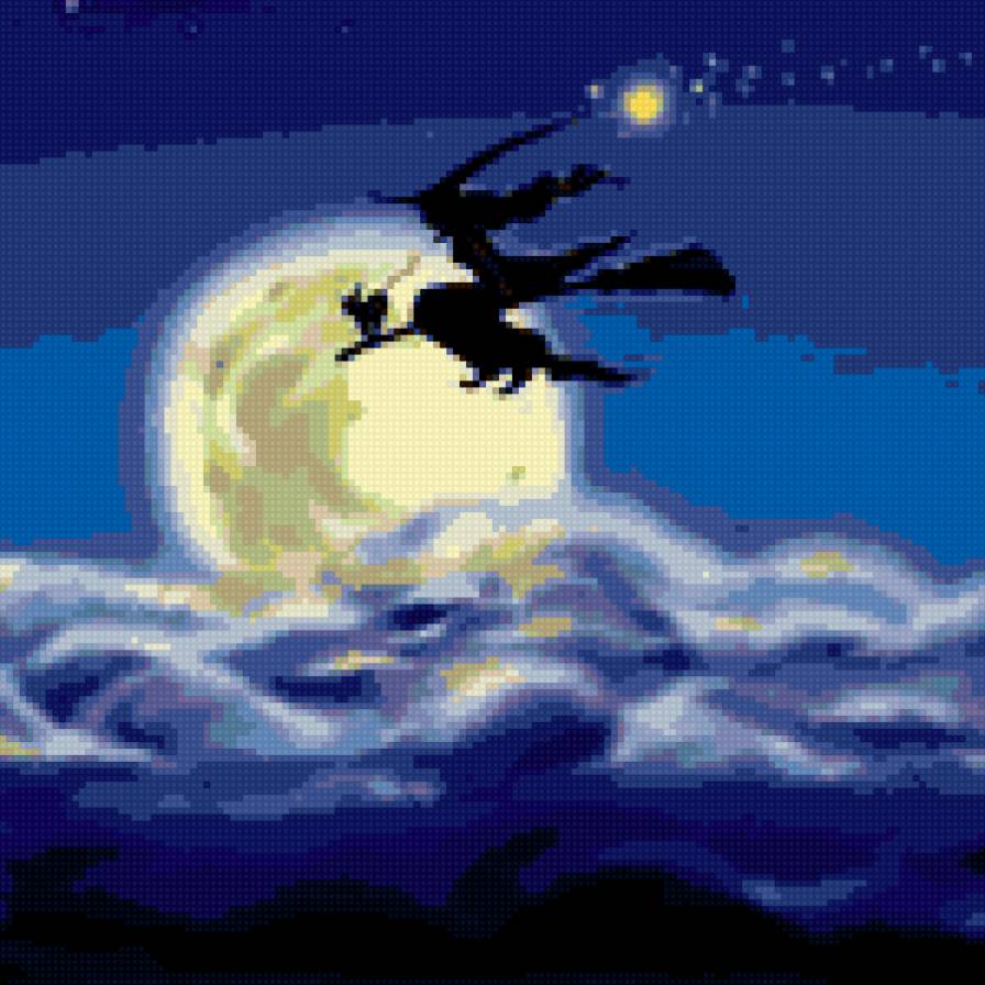 Ведьмочка на подушку - рисунок, подушка, просто - предпросмотр