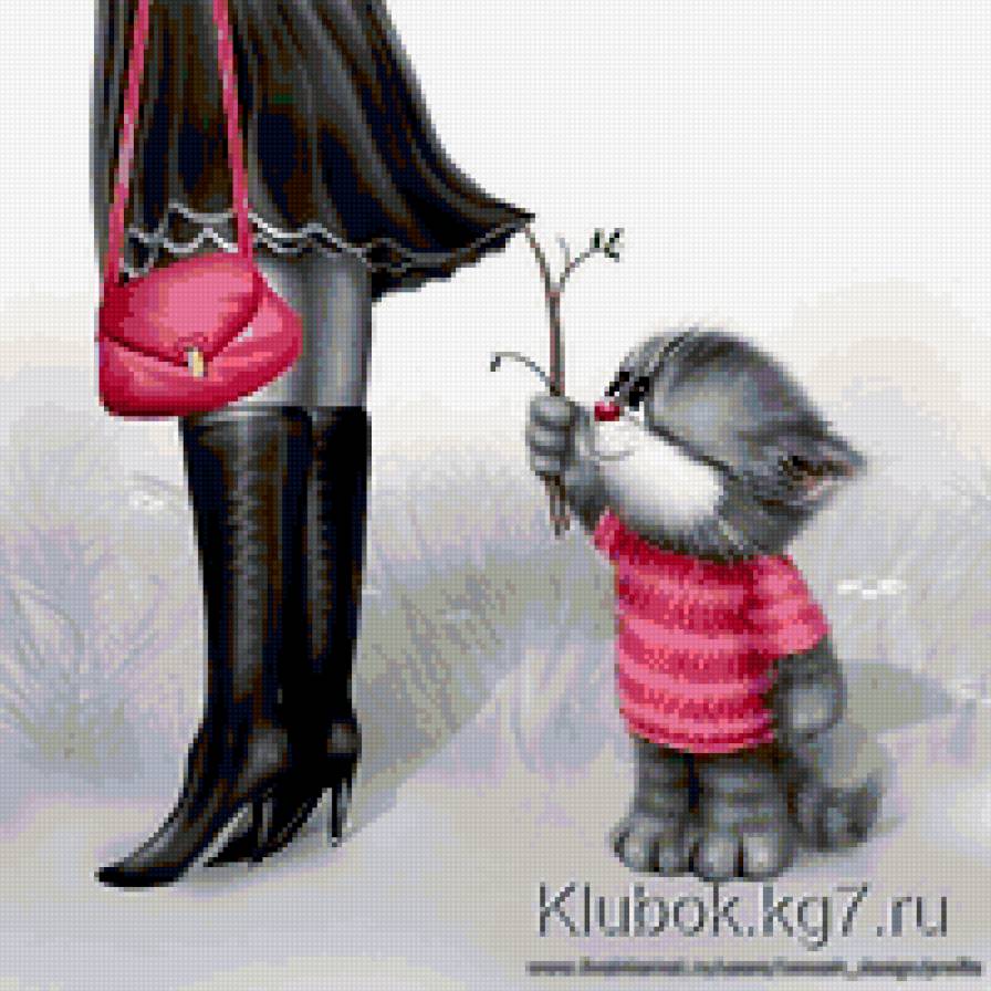 №371433 - кот, девушка, цветок - предпросмотр