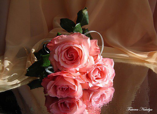 розы - розы, цветы, отражение, букет, натюрморт - оригинал