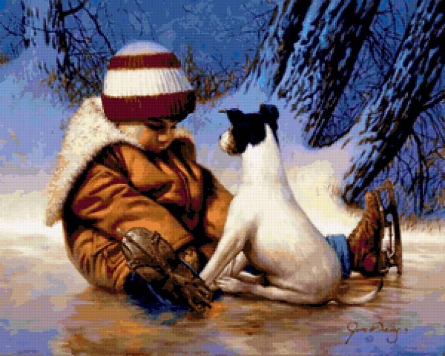 дружба крепкая - животные, картина, дети - предпросмотр