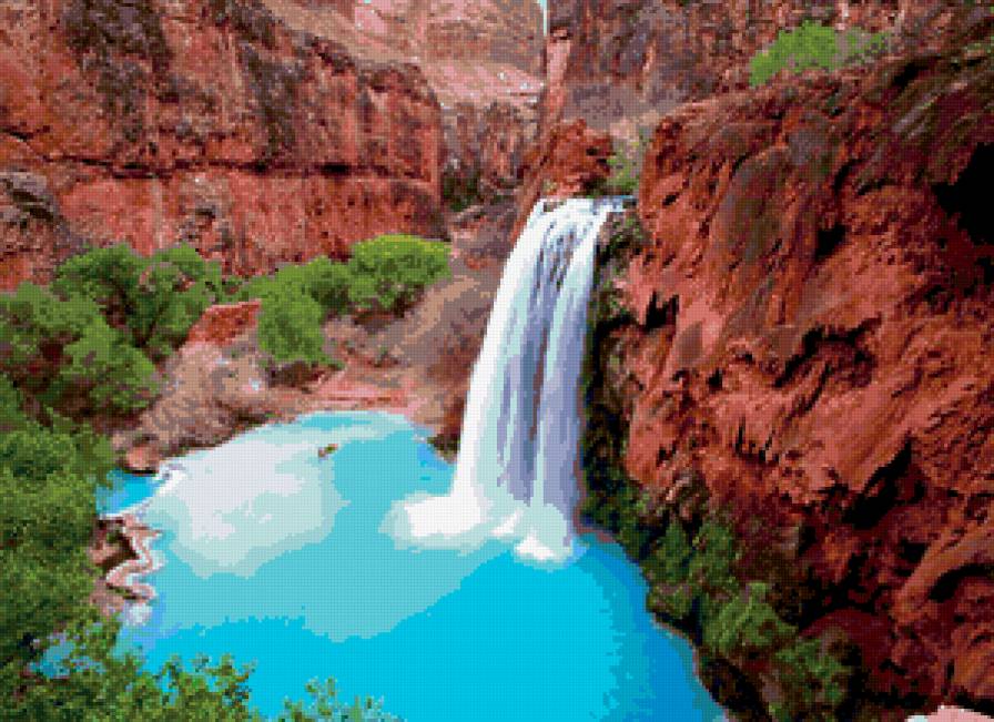 Водопад Хавасу-Фолс, Гранд-Каньон, Аризона. - вода, водопад, природа, пейзаж - предпросмотр