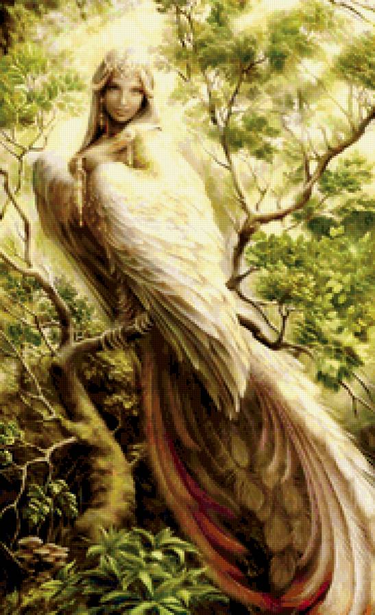 птица фартуна Сирин - эльфы, сирены, фея, леди, птица - предпросмотр