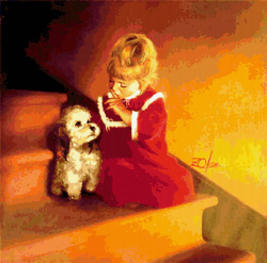 девочка и песик - девочка, ребенок, дети, собака, пес, детям - предпросмотр