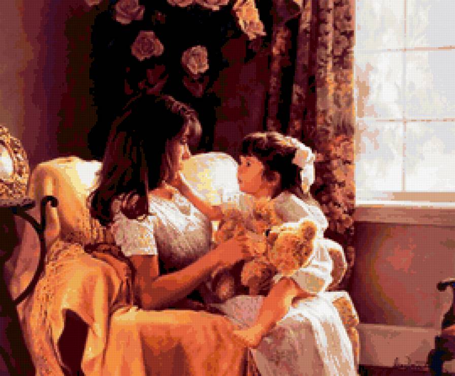 Мама - она, мама, девушка, игрушка, ребенок, цветы, дети, мишка, женщина,  - предпросмотр