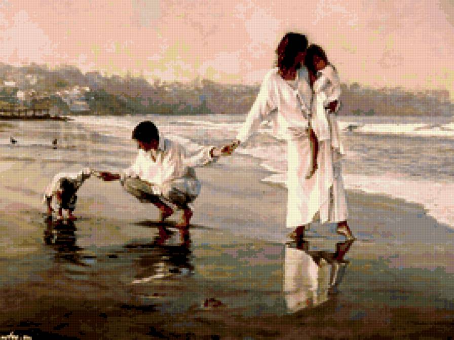 семья - девушка, она, дети, море, мужчина, женщина, он, ребенок, мальчик, образ - предпросмотр