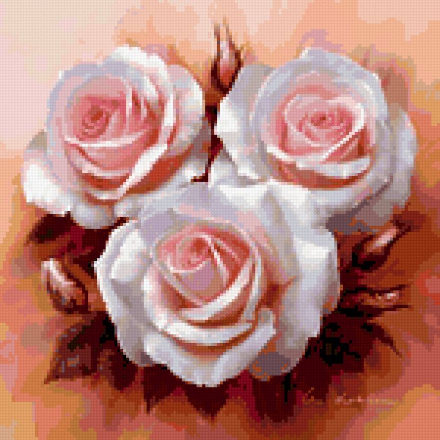 три розы - букет, подушка, роза, розы, цветы - предпросмотр