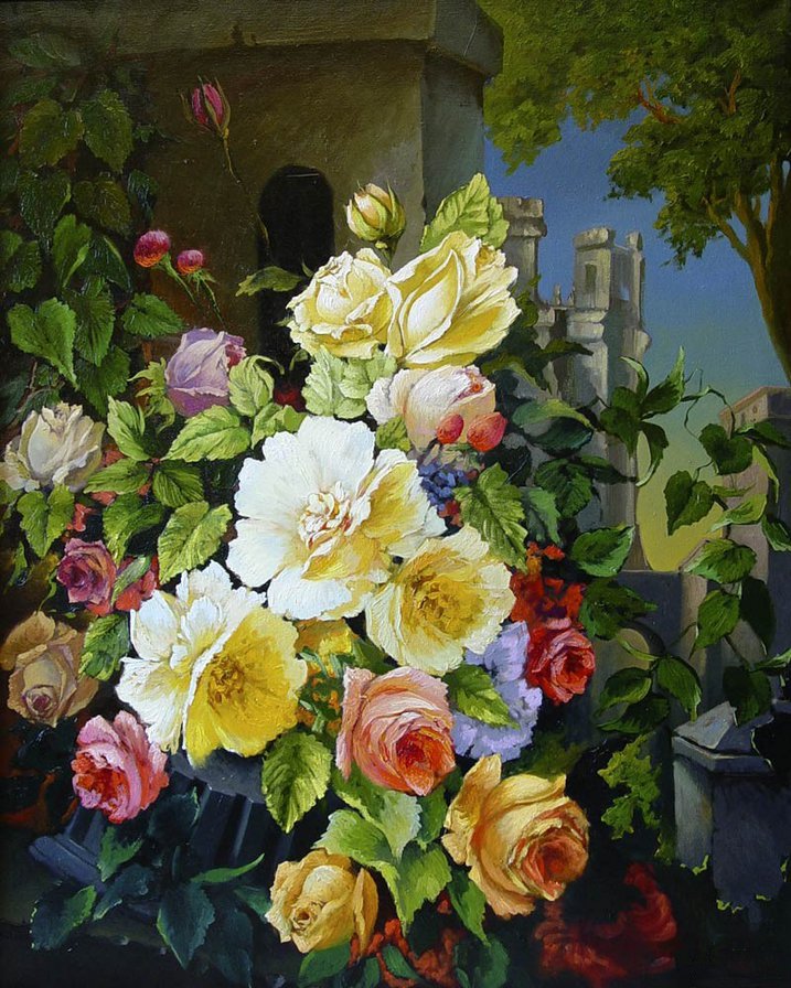 №373710 - девушка, фэнтези, красота женщины, дети, картины, цветы, живопис - оригинал