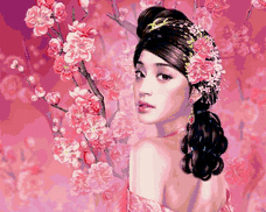 Китаянка и сакура - предпросмотр