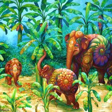 Разноцветные слоны Kris Surajaroenjai  2