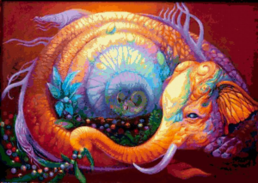 Разноцветные слоны Kris Surajaroenjai  5 - живопись, картина, животные, слоны - предпросмотр