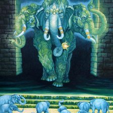 Оригинал схемы вышивки «Разноцветные слоны Kris Surajaroenjai  9» (№374735)