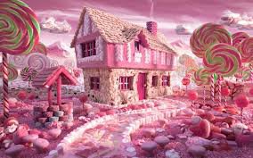 В мире сладостей - тропинкп, розовое, сладости, дом, леденцы - оригинал