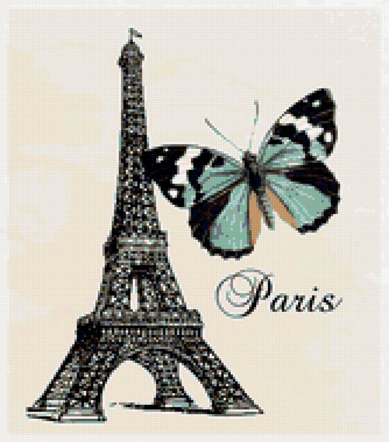 париж - бабочка, винтаж - предпросмотр
