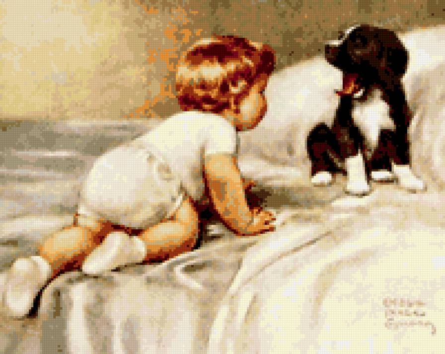 Пора спать! - малыш, ребенок, пес - предпросмотр