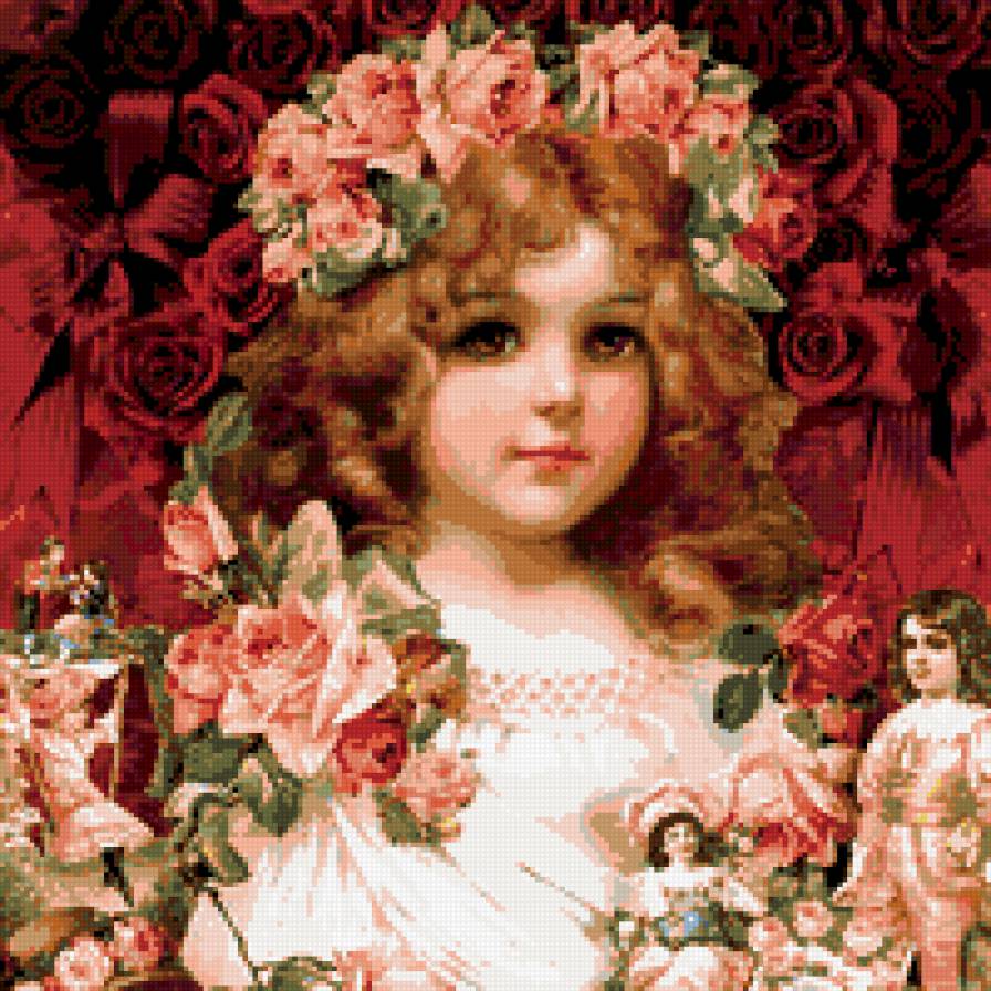 ретро дети - ретро, ребенок, розы, цветы, дети, девочка - предпросмотр