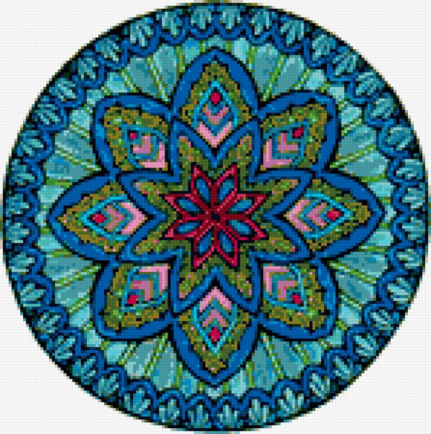 Голубой витраж - просто, абстракция, узор, подушка - предпросмотр