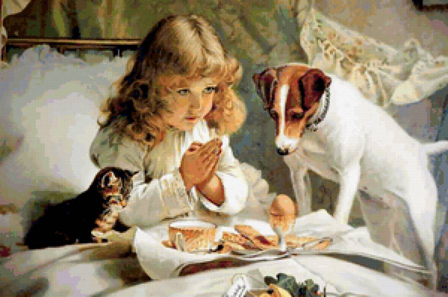 молитва - животные, девочка, молитва - предпросмотр