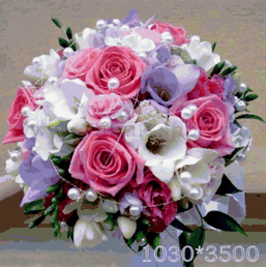 Свадебный букет 15 - цветы, розы, букет, орхидеи, свадьба - предпросмотр