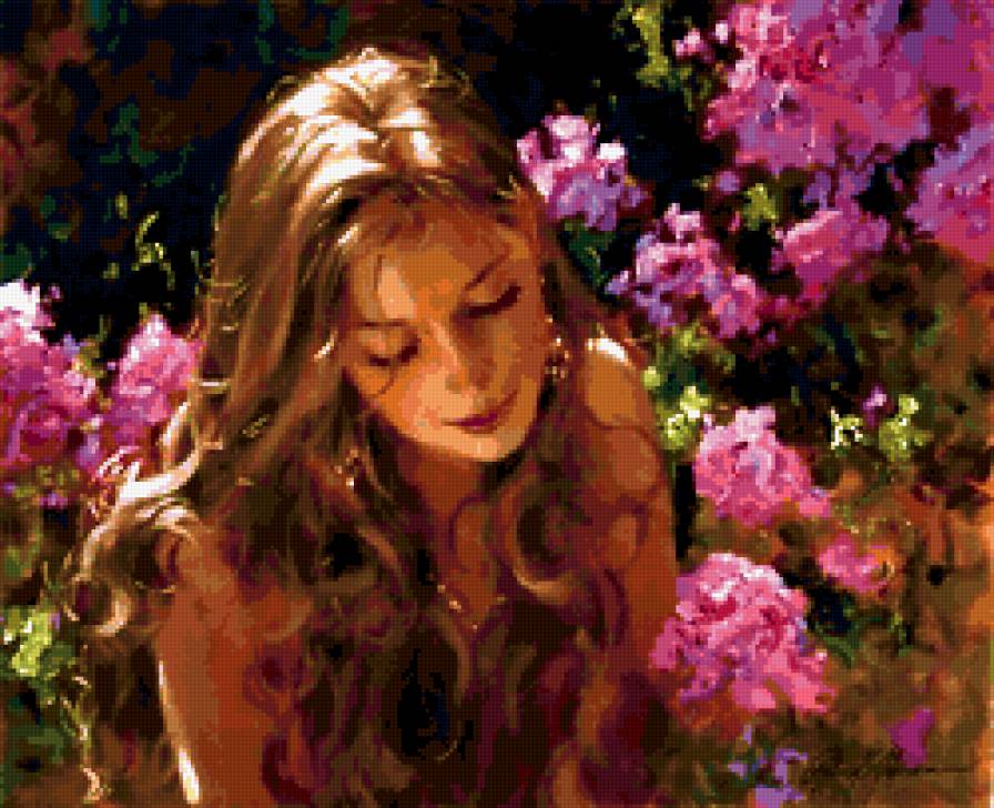 девушка - девушка, женщина, она, образ, цветы - предпросмотр