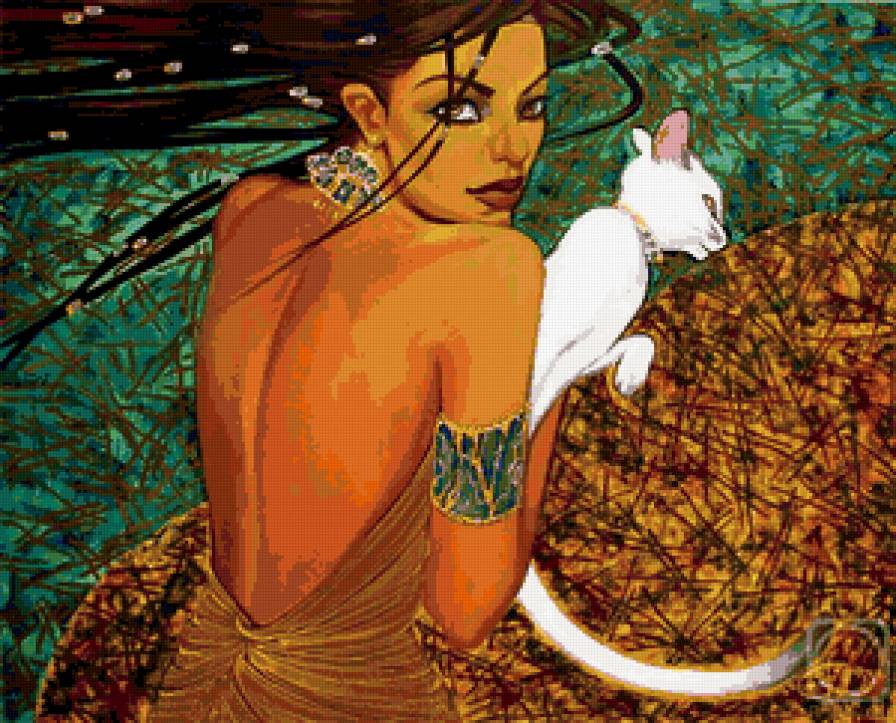 Клеопатра с кошкой - предпросмотр