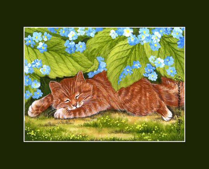 кошки И. Гармашовой - кошки, кот, цветы, , природа - оригинал