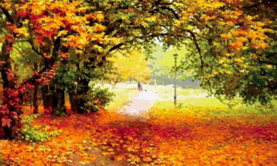 Двое.Осенний парк. - современные художники, щербаков о. - предпросмотр