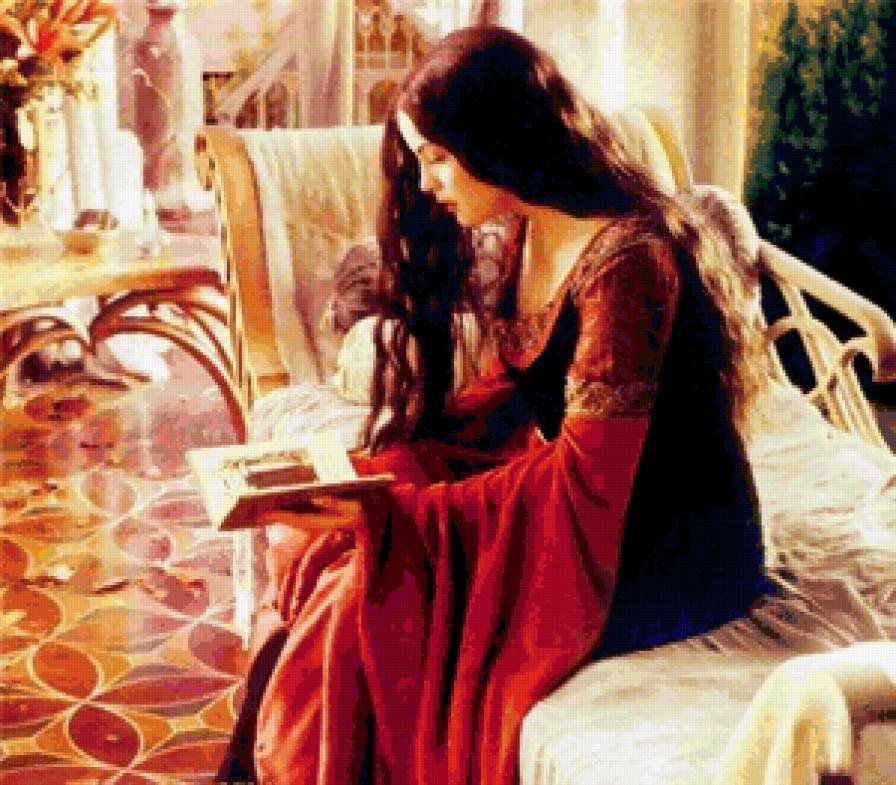 Чтение - девушка, книга, арвен - предпросмотр