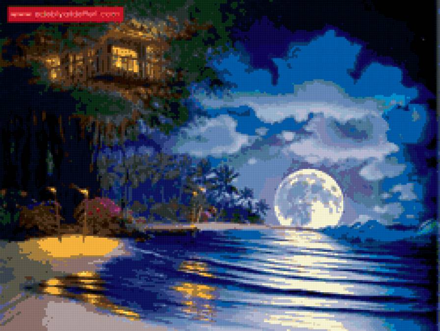 ночной берег - планета, море, природа - предпросмотр