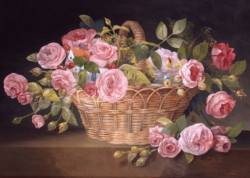 розы в карзиночке - картина - оригинал