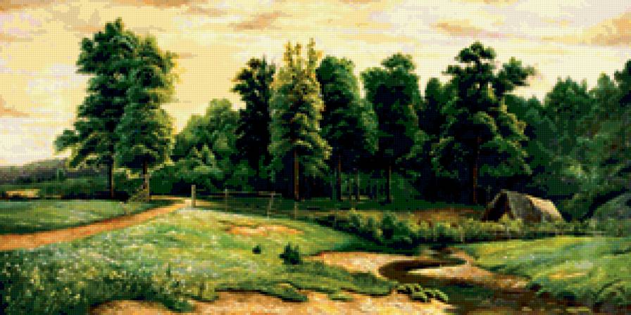 Родные просторы - домик, лет, деревья, тропинка, река - предпросмотр