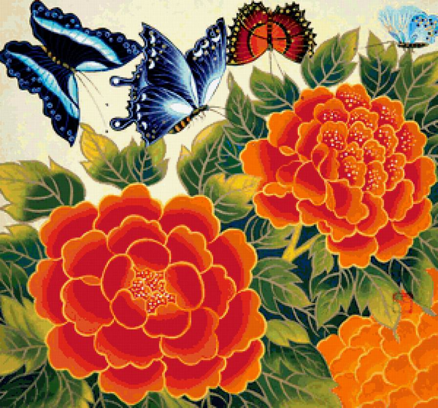 Натюрморт, цветы, бабочки - цветы, натюрморт, бабочки - предпросмотр