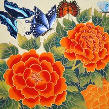 Оригинал схемы вышивки «Натюрморт, цветы, бабочки» (№378166)
