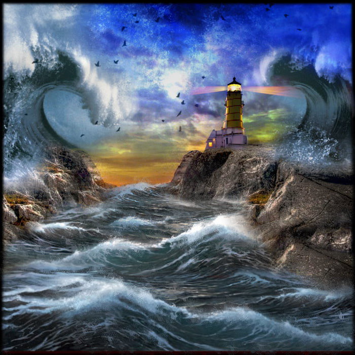 шторм - море, шторм, маяк - оригинал