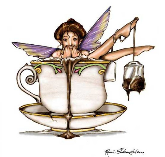 к чаю - ребенок, красота, сказка, крылья, девочка, детям, чай, чашка, фея - оригинал