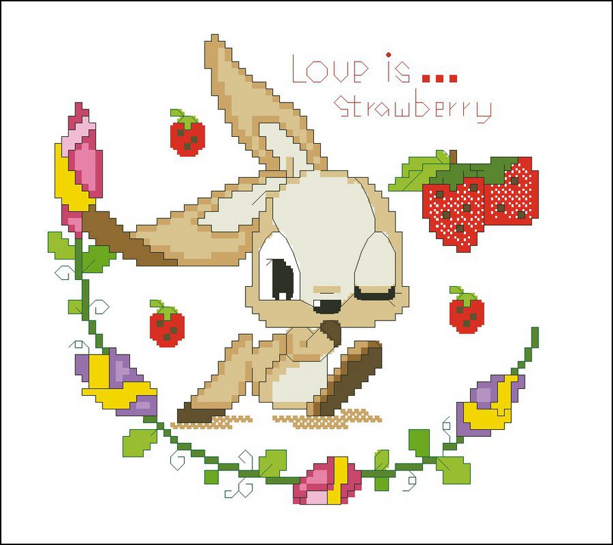 зая - зайчик, клубника, детям, цветы, мультик, сказка, ребенок, заяц - оригинал