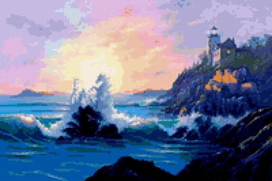 Лошади и замок - замок, природа, волна, лошади - предпросмотр