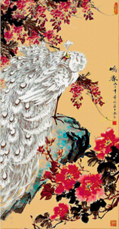 павлин - китай, живопись, восток, птица - предпросмотр